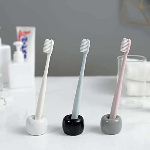 Mini Ceramic Couple Toothbrush Holder, Hand-Made Bathroom Toothbrush Holder, Electric Toothbrush Head Holder and Office Pen Holder 2-Piece Set (Gray) - color: Gray