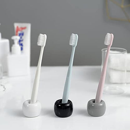 Mini Ceramic Couple Toothbrush Holder, Hand-Made Bathroom Toothbrush Holder, Electric Toothbrush Head Holder and Office Pen Holder 2-Piece Set (Gray) - color: Gray