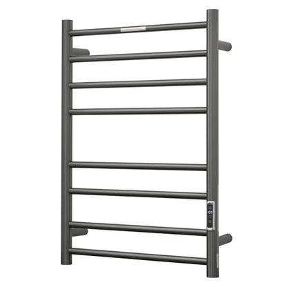 Electric Heated Towel Warmer - Wall Mounted Bathroom Towel Rack, Plug-in Design & Brushed Stainless Steel Finish 8 Bar Gunmetal with Timer & Temperature Control - color: Gunmetal With Timer 8 Bar Etw44-2, size: 8 Bar