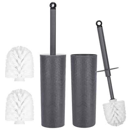 Topsky Toilet Brush,2 Pack Compact Toilet Brush & Holder Set,Plastic Round Barrel Loo Brush with 2 Replacement Toilet Brush Head,Durable for Bathroom Toilet,Dark Gray - color: Dark Gray