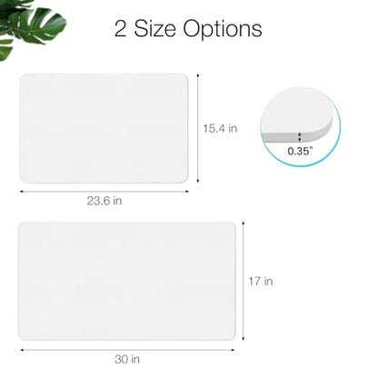 Large Diatomite Stone Bath Mat, 30" x 17" White | Premium Non-slip Natural Diatomaceous Earth Bathtub Fast Drying Mats for Bathroom Floor