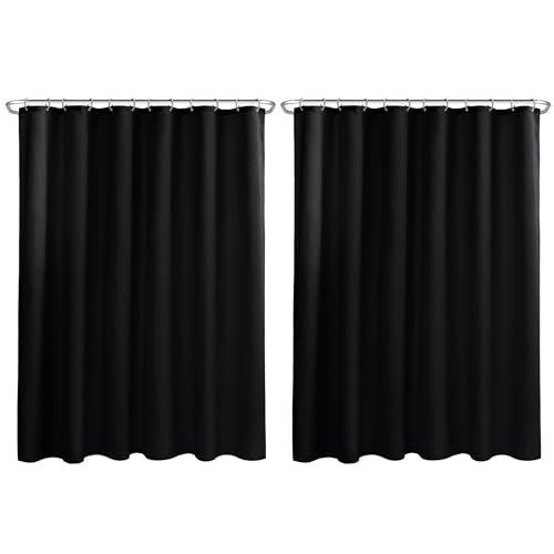 Nasitos Fabric Shower Curtain Liners with Magnets 2 Pack 70X72 Inch White | Washable & Water Resistant Lighweight Cloth Shower Liner for Bathroom, Soft Hotel Quality, Standard Size - color: Black, size: 72"W x 72"L (Pack of 2)