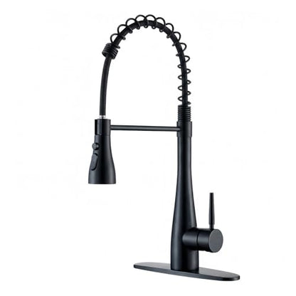 Kitchen Faucets with Pull Down Sprayer, High Arc Single Handle Classic Stainless Steel Sink Faucet 1 or 3 Hole, Suitable for Farmhouse Camper Laundry Rv Bar, Matte Black - color: Matte Black, style: Modern