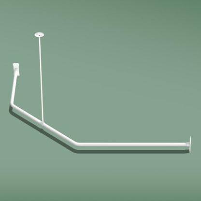 Naiture L Shape Shower Curtain Rod, 18-1/2" X 26" X 30-1/2", Matte White | Aluminum, Includes 36" Ceiling Support & Hardware, Cut to Fit, Permanent Mount, Counterpart Wall Size 48" x 36" - color: Matte White, size: 18-1/2" X 26" X 30-1/2"