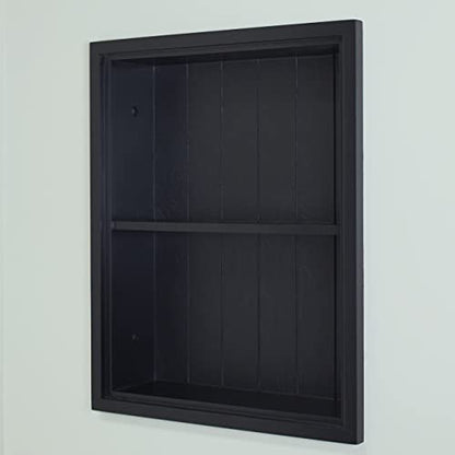 14x18 Sloane Recessed Wall Niche Medicine Cabinet Replacement, in The Wall Bathroom Cabinet Insert Shelf/Shelves, Made in North America, Real Wood, NO MDF, Black Beadboard Back - color: Black, size: 14x18