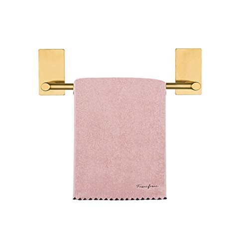 NearMoon Self Adhesive Bathroom Towel Bar- Stainless Steel Bath Wall Shelf Rack Hanging Towel Stick On Sticky Hanger Contemporary Style, NO Drilling (1 Pack, Brushed Gold, 9-Inch Towel Rack) - color: Brushed Gold, size: 9-Inch