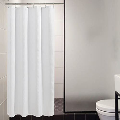 AmazerBath White Waffle Shower Curtain, 36x72 Inches, Fabric Stall Curtain With Waffle Weave, Hotel Quality Bathroom Shower Curtains - color: White, size: 36"W x 72"L (Pack of 1)