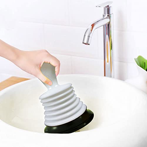 Meadow Lane Small 7" Sink Plunger, Silver/Black | Mini Clog Remover for Kitchen & Bathroom Sink Drains, Hand Ergonomic, Space-Saving & Powerful Suction, Universal Fit, 2-Pack - color: Silver and White, size: 2 Pack