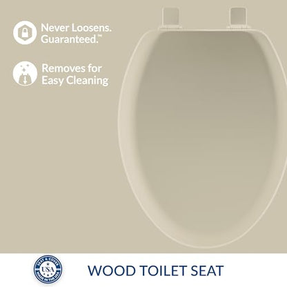Mayfair Cameron Bone Toilet Seat, Non Slip Heavy Duty Wood, Easy Clean, Made in USA, Elongated (Pack of 2) - color: Bone, size: Elongated (Pack of 2)