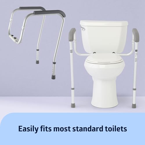 Medline Toilet Handle Safety Rail, Grab Bar for Bathroom, 26" to 31" Adjustable Height, 250-lb. Capacity, Aluminum