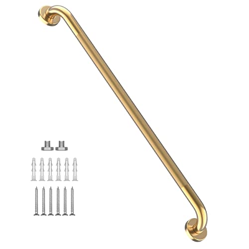 36 Inch Anti Slip Shower Grab Gold, Munzong Bathroom Grab Bar, Knurled Bathroom Balance Bar,Safety Hand Rail Support Handicap Elderly Injury Senior Assist Bath Handle | Knurled Bathroom Balance Bar Safety Senior Hand Rail Support Handicap Elderly Injury A