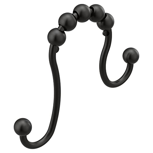 Moen Matte Black Shower Curtain Rings, Pack of 12, SR2201BL