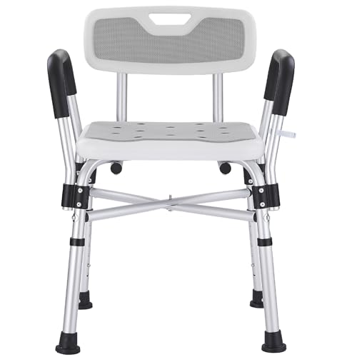 Shower Chair for Elderly and Disabled Inside Shower,Gray | 6-Height AdjustableShower Seat for Inside Tub,Shower Chair with Arms and Back 400 LB Heavy Duty - color: Gray