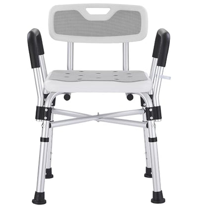 Shower Chair for Elderly and Disabled Inside Shower,Gray | 6-Height AdjustableShower Seat for Inside Tub,Shower Chair with Arms and Back 400 LB Heavy Duty - color: Gray