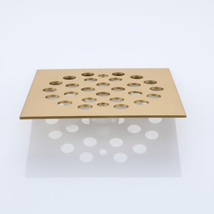 Square Style 4-1/4 inch Screw-in Shower Drainer Cover Floor Drainer Grates with Screws Brushed Golden - color: Brushed Golden