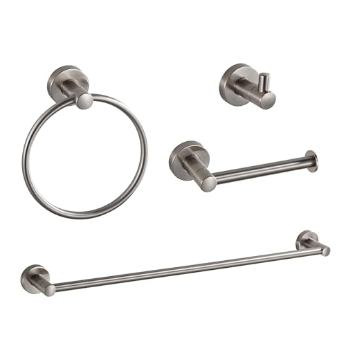 BGL Bathroom Accessories Set 4-Pieces Shiny Brushed Nickel Zinc Alloy Wall Mounted Towel Racks for Bathroom - color: Shiny Brushed Nickel, size: 4 PIECES