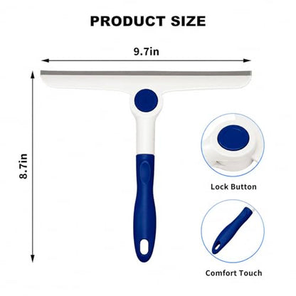 Window Squeegee for Glass Doors，All-Purpose 9.7” Window Cleaning Squeegee, Handheld for Windows, Car Windshields & More，Blue (9.7" Window Squeegee)