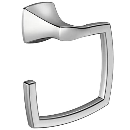 Moen YB5186CH Voss Collection Modern Square Wall Mount Bathroom Hand Towel Ring, Chrome - color: Chrome, size: 11.61 x 2.83 x 6.81 inches