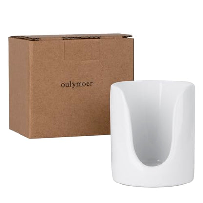Ceramic Bathroom Cup Dispenser, Fits 3–4 Oz Cups, 2 Pack, White | Small Countertop Cup Holder for Mouthwash & Rinsing – Non-Slip Base, Easy-Access Design, Kitchen & Bathroom Ready - color: White, size: 2 Pack