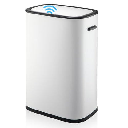 14.5 Gal/55L Trash Can with Lid, Automatic Touchless Garbage Can with Soft-Close Lid & Handle, Stainless Steel Waste Basket Motion Sensor Trash Can for Kitchen, Bathroom,White(No Inner Bucket) - color: White