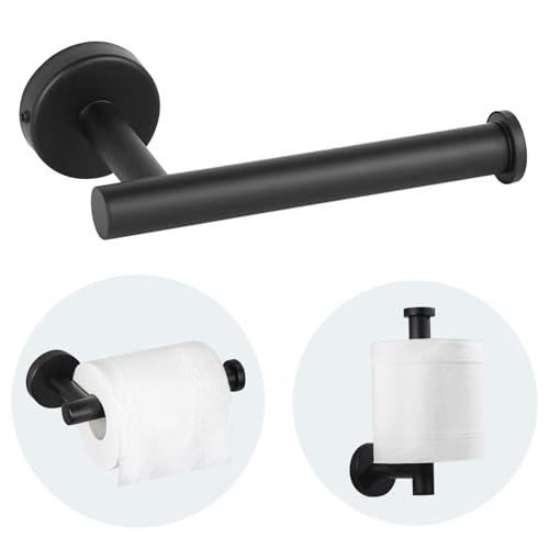 Toilet Paper Holder - SUS 304 Stainless Steel Toilet Paper Holder Wall Mount, Toilet Paper Roll Holder for Bathroom, Kitchen, Washroom - Matte Black