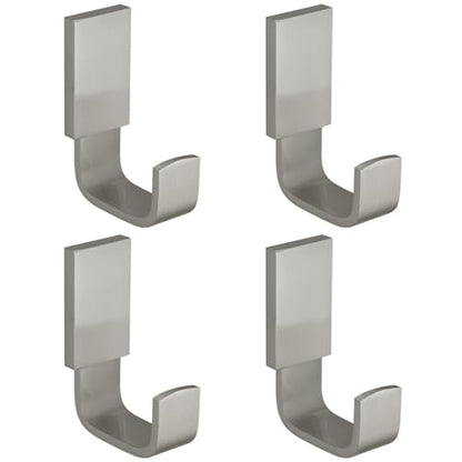 Brass Towel Hook, Bath Robe Coat Clothes Hook, Brushed Nickel 4 Pack | Wall Mounted with Screws for Bathroom, Kitchen, Hotel, Garage, Laundry, Square Coat and Hat Hooks, Rustproof & High Quality - color: Brushed Nickel, size: 4 Pack