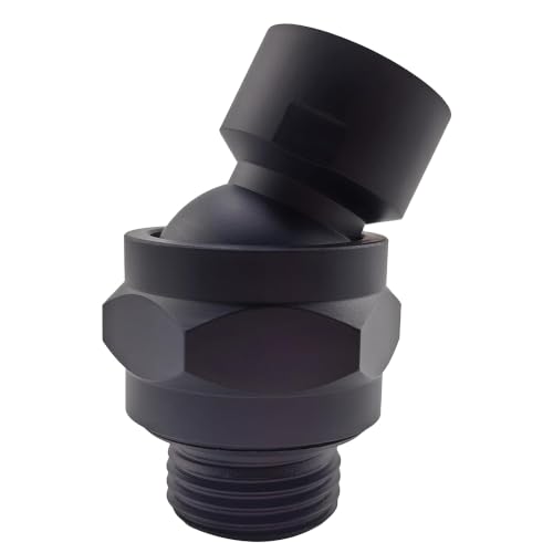 Shower Head Swivel Ball Adapter: Adjustable Pivot Ball to Adjust Showerhead Angle, Solid Brass Shower Arm Connector Extension Component (Black) - color: Black