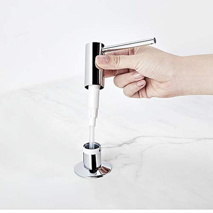 Samodra Sink Soap Dispenser, Metal Pump Head Liquid Lotion Countertop Kitchen Bathroom Soap Dispenser with 17 OZ PET Bottle (Chrome) - color: Chrome
