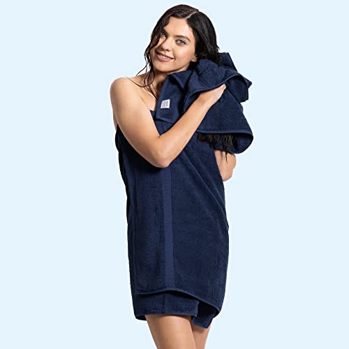Chakir Turkish Linens 4 Piece Hand Towels, 100% Cotton Turkish Towels for Bathroom, Luxury Soft Absorbent Hand Towel Set, 16 x 30 Inches, Navy - color: Navy