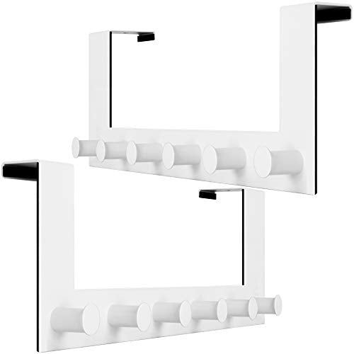 WEBI Over The Door Hook,Door Hanger:Over The Door Towel Rack,6 Peg Door Hooks for Hanging,Door Coat Hanger Over The Door Coat Rack for Towels,Clothes,Behind Back of Bathroom,White,2 Packs - color: White, size: 2 Pack