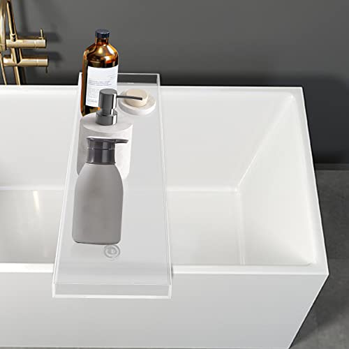 Bathtub Tray Caddy Acrylic Bath Tray, Wine Glass Book Holder Bath Tub Table Caddy, Clear Acrylic Shower Caddy for Home Organizer Shelf Luxury Most Baths