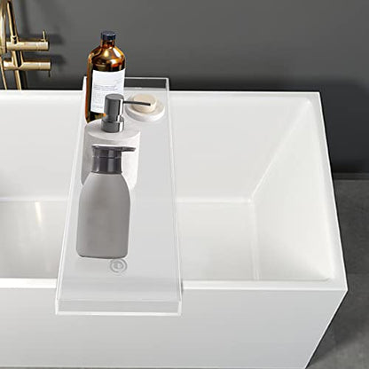 Bathtub Tray Caddy Acrylic Bath Tray, Wine Glass Book Holder Bath Tub Table Caddy, Clear Acrylic Shower Caddy for Home Organizer Shelf Luxury Most Baths