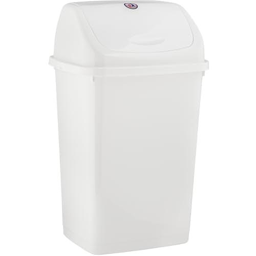 Superio Kitchen Trash Can 13 Gallon with Swing Lid, Plastic Garbage Can Outdoor and Indoor, Large 52 Qt Recycle Bin and Waste Basket for Home, Office, Garage, Patio, Restaurant (White) - size: 13 Gallon, style: 2 Pack