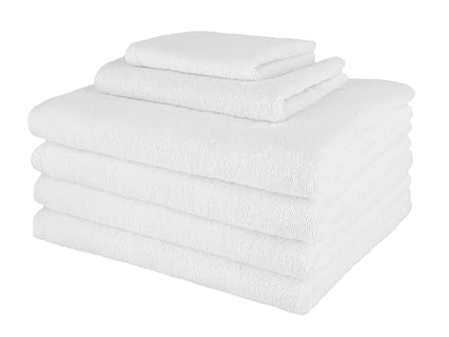 Nine West 6 Piece Hotel Collection Towel Set, 100% Turkish Cotton, Highly Absorbent & Comfy, Includes 4 Bath Towels, 1 Hand Towel & 1 Facecloth Luxury Plush Bathroom Towels | (White) - color: White, size: Hotel Collection 6 Pc Towel Set