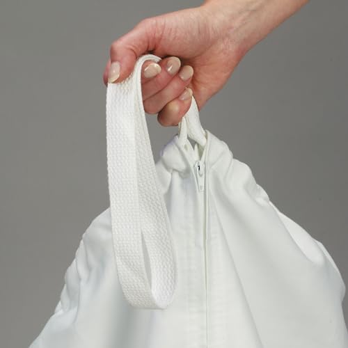 Household Essentials 148 Hanging Cotton Canvas Laundry Hamper Bag | White, 6" x 16" x 27" (Length x Width x Height) - color: White