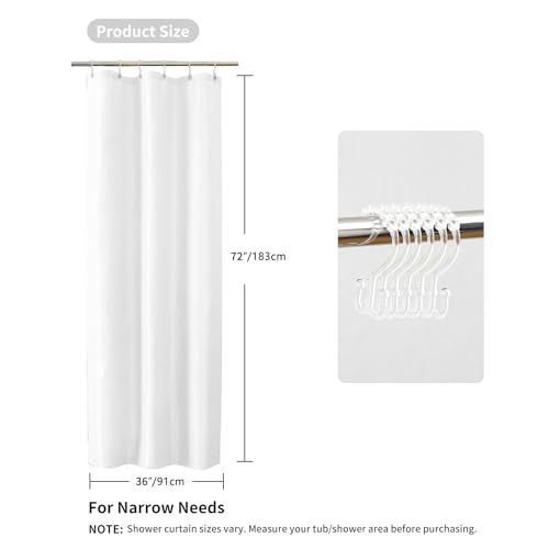 QiyI 3 in 1 Waffle Shower Curtain Set with Liner, White, 36 x 72 | Shower Curtain and Liner Set with Hooks, Waterproof Stall Bathroom Curtain with PEVA Liner & 6 Double Sided Plastic Rings - color: White, size: 36"W x 72"L (Pack of 1)