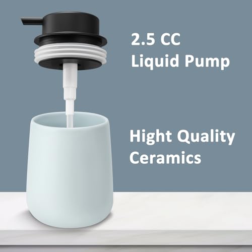 Soap Dispenser Ceramic with Easy-to-Press Pump Hand Lotion Liquid Dispenser for Shampoo Bathroom Kitchen 12 oz - color: Lightblue