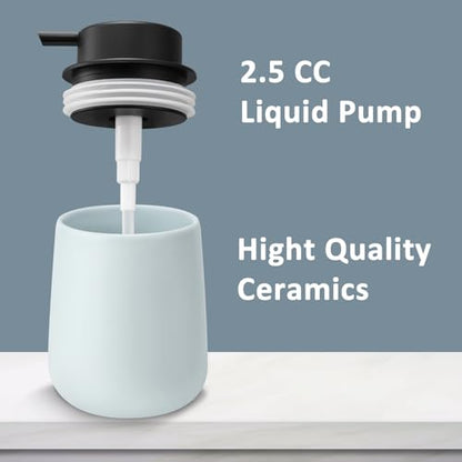 Soap Dispenser Ceramic with Easy-to-Press Pump Hand Lotion Liquid Dispenser for Shampoo Bathroom Kitchen 12 oz - color: Lightblue