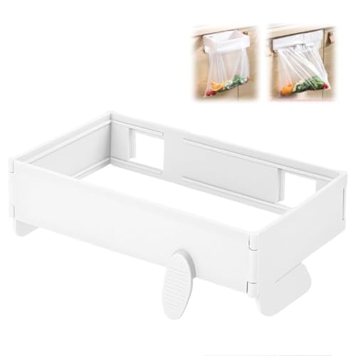 Foldable Trash Bag Holder, 2026 New Wall Mounted Foldable Kitchen Trash Can Cabinet, Garbage Bag Hanger Racks with Fixing Snap, Space Saving No Drill Collapsible Hanger for Kitchen Cabinet, Toilets