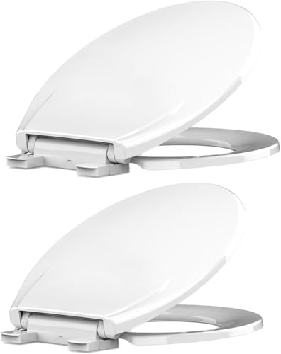 GarveeHome Whisper-Close Round Toilet Seat in White – Ultra-Smooth Quiet Lid, Stain-Resistant & Tool-Free Install, Fits All Standard Round Toilets（2pcs/box) - color: Standard （2pcs/box), size: Round & White