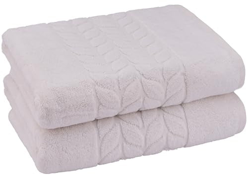 BAGNO MILANO Organic Turkish Cotton Bath Towels, Hand Towels - Premium Jacquard Collection, Certified Organic Cotton Towel Set (Cream, Bath Towel Set of 2) - color: Cream, size: Bath Towel Set of 2