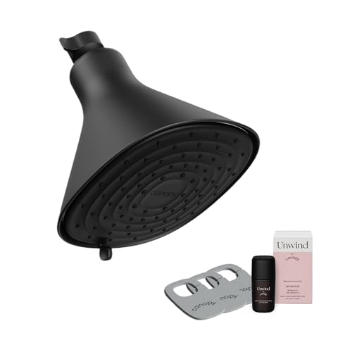 Canopy Filtered Shower Head - High Pressure Shower Head Filter for Hard Water - Shower Filter To Remove Impurities for Healthier Scalp, Skin & Hair - Reduce Dry Skin & Breakage - Black Shower Head - color: Black, size: Original