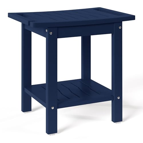 Sage HDPE Poly Plastic Waterproof Bathroom Shower Bench, Navy Blue - color: Navy Blue