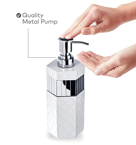 Creative Scents Quilted Mirror 6 Piece Bathroom Accessories Set | Includes Trash can, Tissue Box Cover, Soap Dispenser, Toothbrush Holder, Tumbler Cup & Soap Dish - style: 6 Piece Set