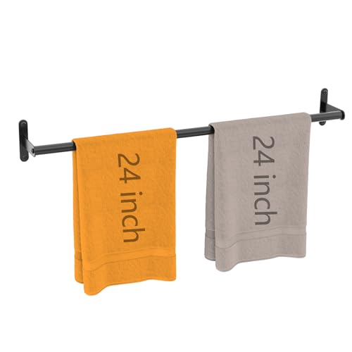JUYSON Single Towel Bar for Bathroom, 24 Inch Towel Rack, Black | Wall Mounted, Stainless Steel, Rust Resistant, Space-Saving Design, Easy Installation - color: Black, size: 24IN (1 Bar)