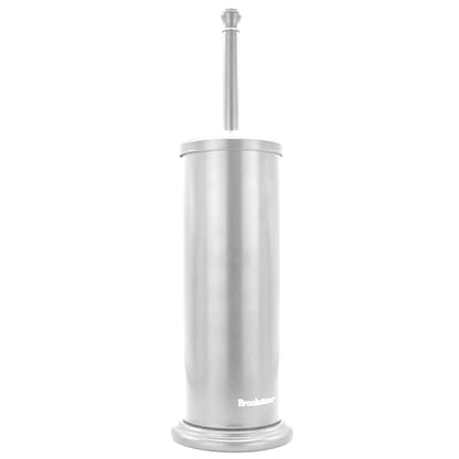 BROOKSTONE Toilet Brush and Holder Set for Bathroom with Splash Guard for Deep Cleaning, Compact and Space Saving Stylish Toilet Bowl Cleaners, Chrome - color: Chrome