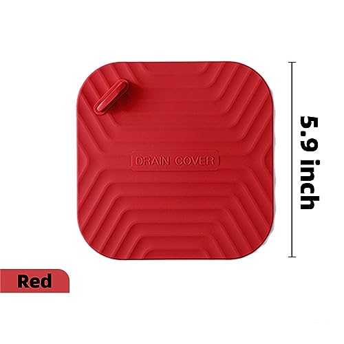 MAOYONG Shower Drain Cover Tub Stopper - Square Silicone Floor Drain Cover for Bathroom, Bathtub Stopper Drain Plug Cover, Kitchen Sink Drain Stopper 5.9 Inch Red 1PCS - color: Red