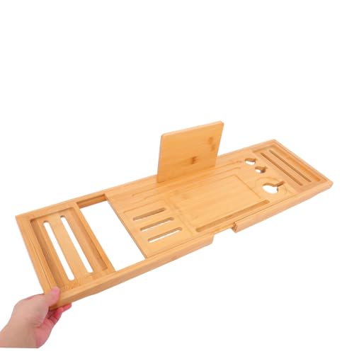 Bamboo Bathtub Tray Expandable Spa Bath Organizer Nonslip Bathroom Tub Holder for Soap Shampoo