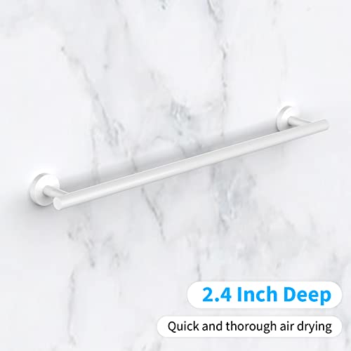 Cilee 2 Pieces White Bathroom Towel Bar, 24 Inch Towel Holder | Double Towel Racks, Bathroom Towel Holder, Towel Hanger for Bathroom Stainless Steel Wall Mount - color: White, size: 24inch
