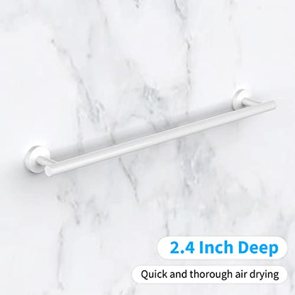 Cilee 2 Pieces White Bathroom Towel Bar, 24 Inch Towel Holder | Double Towel Racks, Bathroom Towel Holder, Towel Hanger for Bathroom Stainless Steel Wall Mount - color: White, size: 24inch